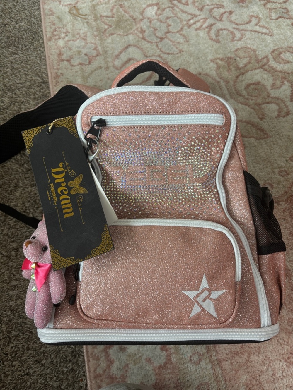 Kids Sparkle Pink Glitter Backpack with Star Accent